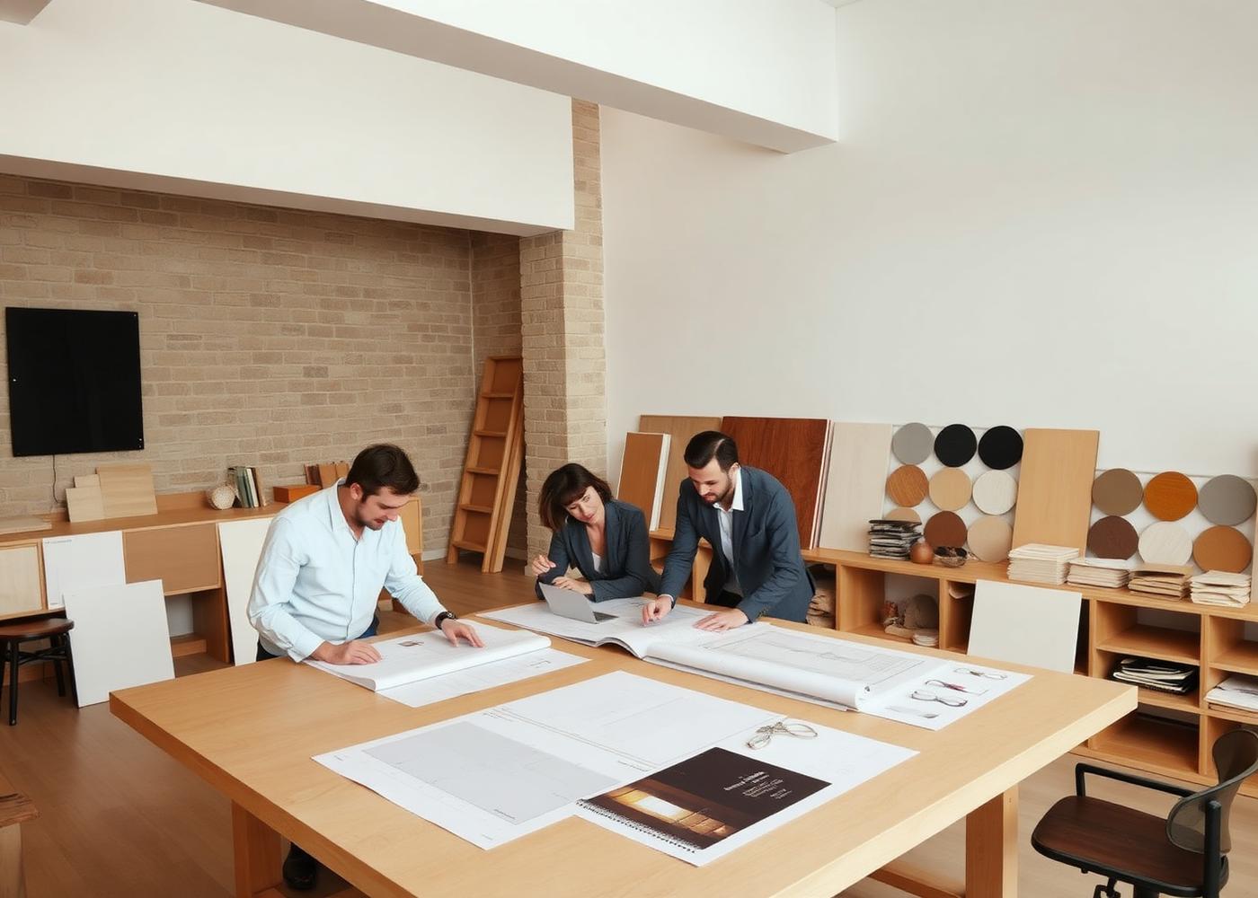 Architects reviewing bathroom specifications